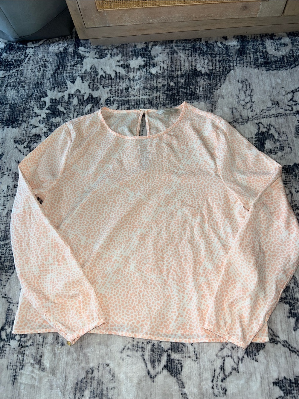 Banana Republic Peach Print Long-Sleeve Blouse